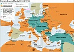 Mapa de 1914-1918. El mapa muestra a los Imperios Centrales (Alemania ...