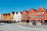 The UNESCO World Heritage Site of Bryggen... In Bergen, Norway. - Hand ...