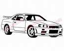 Dibujo de archivo vectorial Nissan Skyline R34 GTR - Etsy España