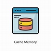 Cache Memory Vector Filled Outline Icon Design illustration. Cloud ...