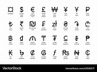 Currency symbols set with names Royalty Free Vector Image