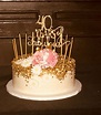 Gold and white 40th birthday cake | 40th birthday cakes, 40th birthday ...