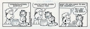 Jim Davis Original Signed and Hand-Drawn Garfield Comic Strip: