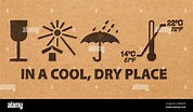 Cool Dry Place Cardboard Warning Symbol Background Stock Photo - Alamy