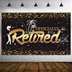 Happy Retirement Party Decorations,Extra Large Fabric Black Gold Sign ...