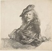 Rembrandt (Rembrandt van Rijn) | Self-Portrait, Leaning on a Stone Wall ...