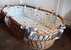 Baby Moses Basket / Wicker bassinet with bedding Rabbits and | Etsy