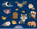 Animal nocturno Clipart de animales nocturnos 22005 - Etsy España