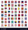 Set of all europe flags with name Royalty Free Vector Image