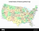 Stati Uniti d'America mappa politico con gli stati e la città capitale ...