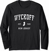 Amazon.com: Wyckoff New Jersey NJ Vintage Athletic Sports Design Long ...