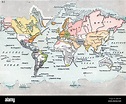 Carte geographique du monde tel qu'il etait connu en 1800 (Mapa del ...