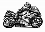 Drawing of the Motorcycle Rider Isolated Hand Drawn 1330826 Vector Art ...