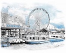 Chicago Navy Pier Pencil Drawing 11x14 - Etsy