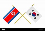 Banderas de Corea del Norte y Corea del Sur, 3D Render, aislado ...