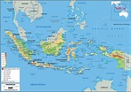 Indonesia Physical Wall Map by GraphiOgre