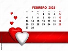 Febrero 2023. Mes, calendario con corazones. ilustración de Stock ...