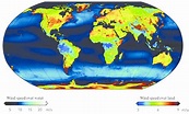 Worldwide average wind speed map, created based on wind speed ...