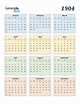 1904 Calendar (PDF, Word, Excel)