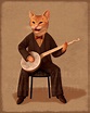 Banjo Kitty Musician - signed orange cat print | Cat character, Kitty ...