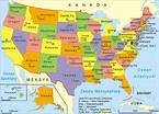 Mapa USA - Mapa Stanów Zjednoczonych - topograficzna, samochodowa, fizyczna
