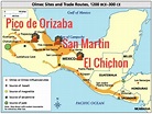 Location of Pico de Orizaba, San Martín, and El Chichón volcanoes in ...