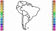Cómo dibujar Mapa de Sudamérica / Dibuja y Colorea el Mapa de América ...