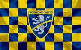 Frosinone FC logo, creative art, yellow blue checkered flag, Italian ...