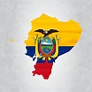 Ecuador mapa con bandera | Vector Premium