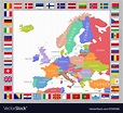 Highly detailed map europe with country flags Vector Image