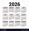 Calendar 2026 english square wall or pocket Vector Image