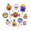 Colección de dulces de halloween dibujados a mano | Vector Gratis