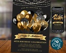 Black and Gold Birthday Invitation Template Digital Instant | Etsy UK
