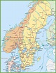 Map of Sweden, Norway and Denmark