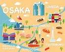 Map Of Osaka Attractions Vector And Illustration. — Stock Vector ...