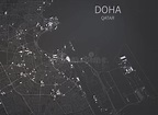 Doha Streets And Buildings 3d Map, Qatar Stock Illustration - Image ...