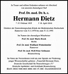Traueranzeigen von Hermann Dietz | trauer-anzeigen.de