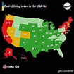 Cost of living index in each states in the USA.... - Maps on the Web