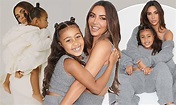 Kim Kardashian poses with daughters North and Chicago wearing matching ...