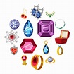 Conjunto de iconos de colección de joyas, estilo de dibujos animados ...