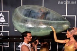 Lady Gaga arrives at 2011 Grammy awards in an egg