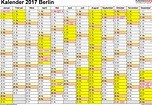 Kalender 2017 Berlin: Ferien, Feiertage, PDF-Vorlagen