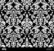 Vector. Seamless elegant damask pattern. Black and white Stock Photo ...