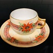 Antique J&C Bavaria Tea cup and saucer Red Poinsettias Fine bone china ...