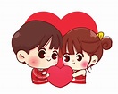 pareja de enamorados sosteniendo corazón rojo juntos ilustración de ...