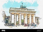 Una acuarela boceto o ilustración de la puerta de Brandenburgo en ...
