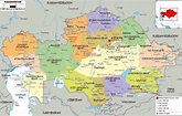 Grande mapa político y administrativo de Kazajstán con carreteras ...