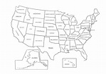 Carte simple des États-Unis avec des noms d'états simples à colorier et ...