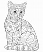 Gato Sentado Mandala para colorear, imprimir e dibujar –ColoringOnly.Com