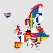 Mapa de europa con banderas ilustración vectorial | Vector Premium